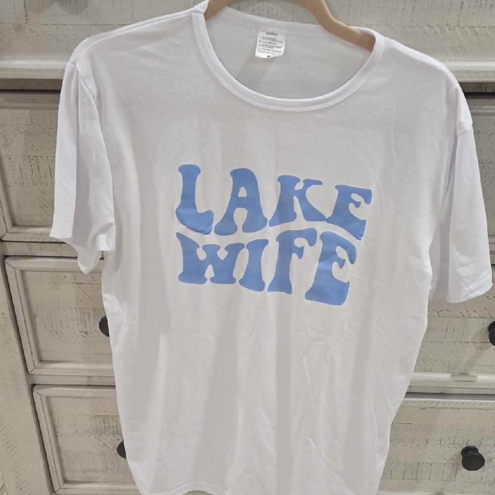 White and Blue Crew Neck Short Sleeve Tee